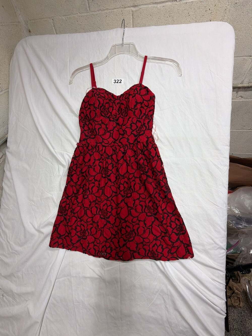 Lily Rose Red and Black Lace Mini Dress Medium
